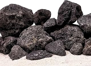 AquaOne Aquarium Steine Schwarze Lavasteine I Natursteine Lava 25kg Mix Größe S-XL I Aquascapin…