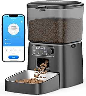 oneisall 3.5L Futterautomat Katze, WiFi Intelligenter Katzenfutter Automat, APP-Steuerung, 1-12 M…