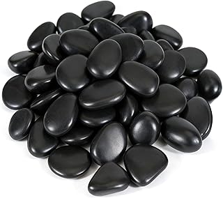 YiliYa 1,33KG Natürliche Kieselsteine, 10-20mm Schwarz polierte Flusssteine Dekorative Kiesel Fl…