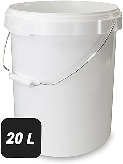 Trevendo 20 Liter Eimer mit Deckel und Metallgriff, lebensmittelecht – luftdicht – stabil – stape…