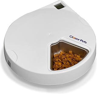 Closer Pets C500 5-Napf-Futterautomat mit Digitalem Timer – Für Katzen und Kleine Hunde, Nass-…