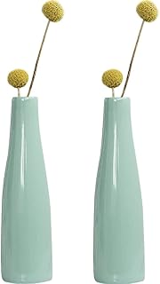 WAYUTO Kleine Keramikvase, Set mit 2 Blütenknospen, moderne minimalistische Vase, Mini-Tischvase…