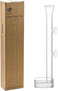 LINLAN 20 cm Garnelenfutterspender aus Glas, Aquarium-Futterröhre und quadratische Futterschale …