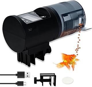 Podazz Futterautomat für Aquarium Automat Fische Futterspender – USB-wiederaufladbar, 200 ml, …