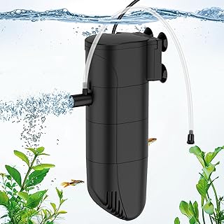 fishkeeper Aquarium Filter, 6w Einstellbarer Durchfluss 400L/H Aquarium Pumpe mit Filter, Dreifac…