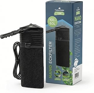 NatureHolic Nano Eckfilter – feinporiger Aquarium Innenfilter – ruhige Strömung – Filter garnele…
