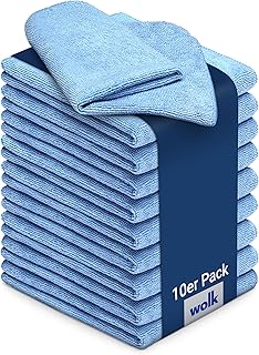 wolk Mikrofasertücher 40×40 cm 10er Pack blau, Putztücher Microfiber fusselfrei, Reinigungstüc…