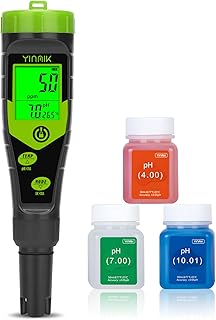 YINMIK pH EC Messgerät Pool pH Tester 4 in 1 Leitfähigkeitsmessgerät PPM Tester Gleichzeitige …