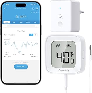 GoveeLife WLAN Kühlschrank Thermometer Digital mit Alarm, Kabellosem Funk Gefrierschrank Thermom…