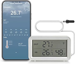 WLAN Thermometer Hygrometer, Digitaler Temperatur- und Feuchtigkeitssensor mit Sonde, App-Alarm, …