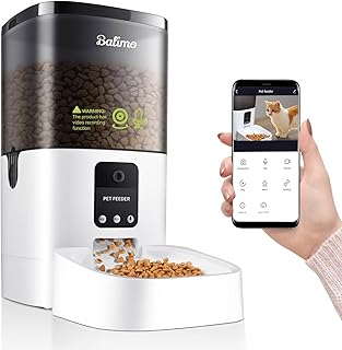 Balimo Futterautomat Katze mit HD 1080P Video, 2,4 G WLAN Katzenfutter Automat mit APP Steuerung …