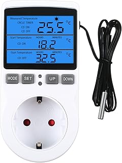 Temperaturregler Steckdose 230V mit Timer und Fühler, Digital Thermostat Steckdose Heizung Kühl…