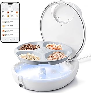 Futterautomat Katze Nassfutter – Frisch für 4 Tage, Intelligenter automatischer Katzenfuttersp…