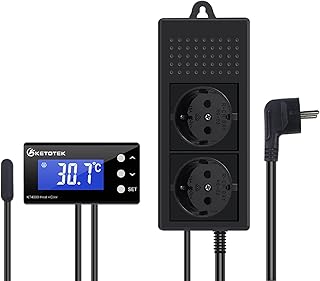 KETOTEK Digitaler Thermostat Steckdose 230V mit Wasserdichte Fühler, KT4000 Temperaturregler Ste…