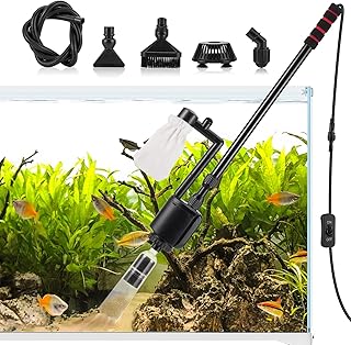 AQQA Elektrische Wasserwechsler für Aquarien,6in1 Aquarium Mulmsauger Siphon Kit, Kies Reiniger …