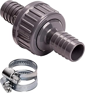 Rückschlagventil 21mm, Set mit 2 Schlauchschellen, für Wasser & Luft, sperrt Rückfluss von Abw…