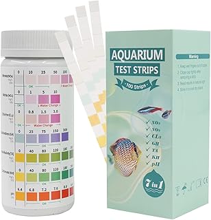 7 in 1 Aquarium Teststreifen, 100 Streifen Aquarium Test Kit zum Testen von PH Nitrit Nitrat Gesa…