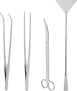 QWORK® 4-in-1 Aquarien Aquascape-werkzeugset, Aquarium Reinigungsset, rostfreies Stahl-Scheren-P…