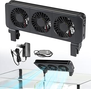 efuturetime Aquarium Lüfter 9W, 5 regelbare Geschwindigkeiten, geräuscharm, Klemm Aquariumlüft…