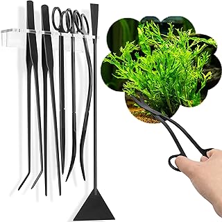8-in-1-Aquascaping-Werkzeugset mit Acryl-Aufbewahrungsregal, schwarzes Stahl-Aquascaping-Equipmen…