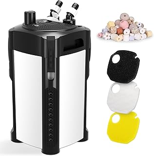 AQQA Aquarium Außenfilter, 2200L/h Einstellbarer Aquarium Filter mit 3-Stufige Filtration, 35W L…