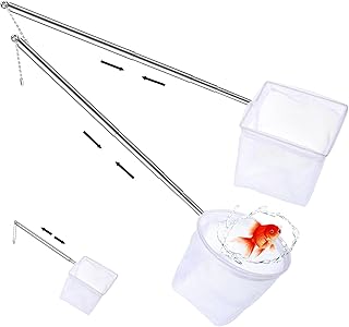 ​​2 Stück Aquarium Fischnetz mit ausziehbarem Edelstahlgriff, Zwei Formen Mini Kescher, Fein…