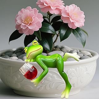 Hängende Frosch deko aus Harz mit Weinglas，Blumentopf Hänger Frösche Deko Figuren，Outdoor …