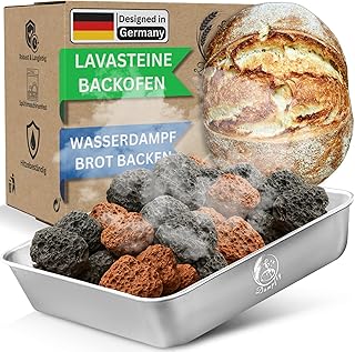Dampfschüssel Lavastein-Backofen-Set: Perfektes Brot backen mit Wasserdampf – Knuspriges Brot …
