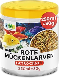 EWL Naturprodukte Rote Mückenlarven getrocknet 250 ml (30 g), Mückenlarven Fischfutter, Fischfu…