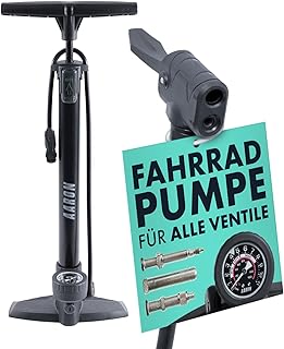 AARON AIR Fahrrad Standpumpe mit Manometer für alle Ventile, Hochdruck Fahrradpumpe Rennrad, Luf…