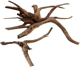 Emours Aquarium Driftwood Tropical Fish Plant Habitat Decor Varies Size, Small & Large,2 pcs Pack…