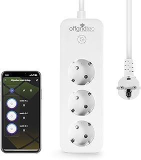 Offgridtec Smart WiFi Steckdosenleiste mit 3 Steckdosen, App-gesteuert über Smart Life/Tuya, Ech…