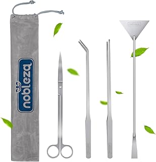 Nobleza – 4 Stück Aquarium Aquascaping Set, Edelstahl Aquarium Werkzeug Pflegeset Pinzetten Sche…