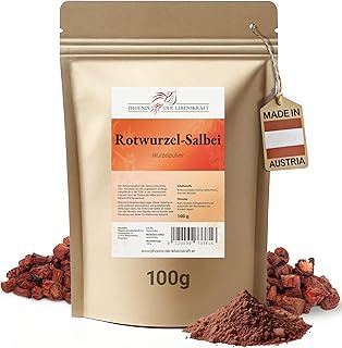 Rotwurzel-Salbei Pulver 100g | Salvia miltiorrhiza fein gemahlen & natürlich | Top Premium Quali…