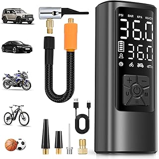HOVVIDA Elektrische Luftpumpe, 10,3 bar Fahrradpumpe, Digitale Akku-Luftpumpe mit Druckvoreinstel…