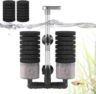 Luftbetriebener Aquarium Filter, Aquarium Schwammfilter mit Biochemischem Schwamm und Keramikkuge…