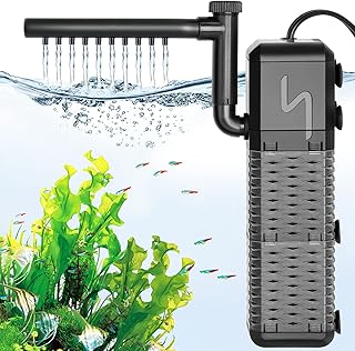 AQQA Aquarium Filter, Einstellbarer 800L/H Aquarium Schwammfilter, 9W Leiser Aquarium Filterpumpe…
