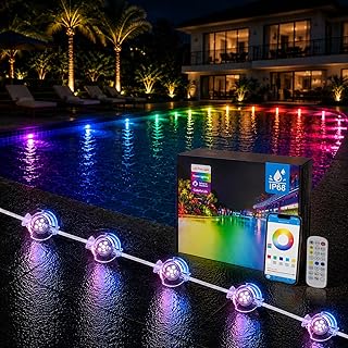 16-in-1 Poolbeleuchtungssystem 25m, 24V IP68 wasserdicht Poollicht ohne Umbau, RGB+IC Dynamische …