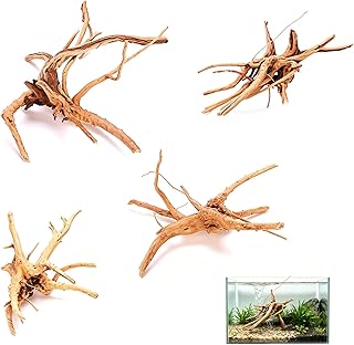 4 Stück Aquarium Wurzel, Moorkienwurzel Aquarium,Treibholz Deko 15–20CM Aquarium Holz Aquarium…