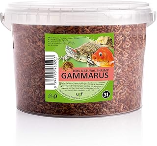 UGF – Premium Gammarus Bachflohkrebse Getrocknet – 318g im 3 Liter Eimer, Schildkrötenfutter, Fi…