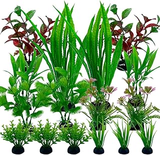 Aquarium Pflanzen Deko, 16 Stück Grün Plastikpflanzen für Aquarien, Wasserpflanzen Aquarium Pf…