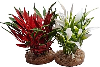 Flowering Bush 10 cm Realistische Kunststoff-Aquarienpflanze mit schwerem Standfuß – Pflegelei…