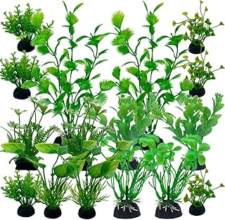 Aquarium Pflanzen Deko, 16 Stück Grün Plastikpflanzen für Aquarien, Wasserpflanzen Aquarium Pf…