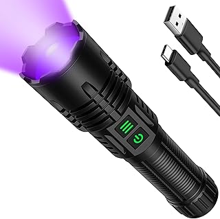 Karrong LED Schwarzlicht Taschenlampe 395nm UV Lampe 2 in 1 Aufladbar Extrem Hell, USB-C Wasserdi…