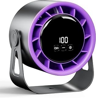 Macchiatto Tischventilator USB mit Akku, Leiser Mini Ventilator, 4 Geschwindigkeiten, 360° Verst…