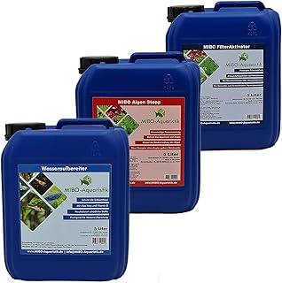 MIBO Spar Set Aquarium Pflege 3 x 5.000ml +Algenradierer Wasseraufbereiter Algenvernichter Filter…