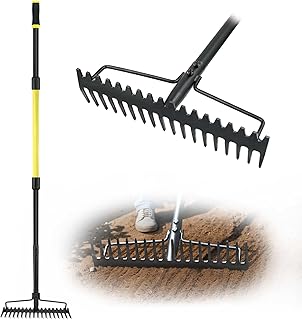 Jardineer Garten Rechen, 150cm Langstiel Metall Rechen, Harke Garten Mit Stiel für Kies, Felsen,…