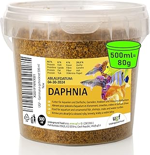 UGF – Premium Daphnia Wasserflöhe – 80g im 500 Milliliter Eimer, Getrocknet Fischfutter Aquarium…
