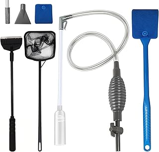Aquarium Reinigungsset mit 3 Aufsätzen und Reinigungszubehör, 1,7m Aquarium Wasserwechsel mit S…
