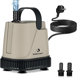 fishkeeper Aquarium Wasserpumpe Klein, 450L/H Einstellbar Durchflüsse Teichpumpe Klein mit 2 Dü…